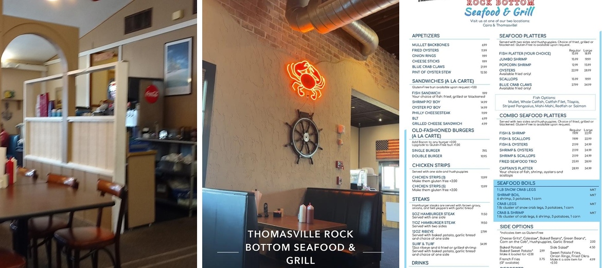 Rock Bottom Seafood & Grill Menu