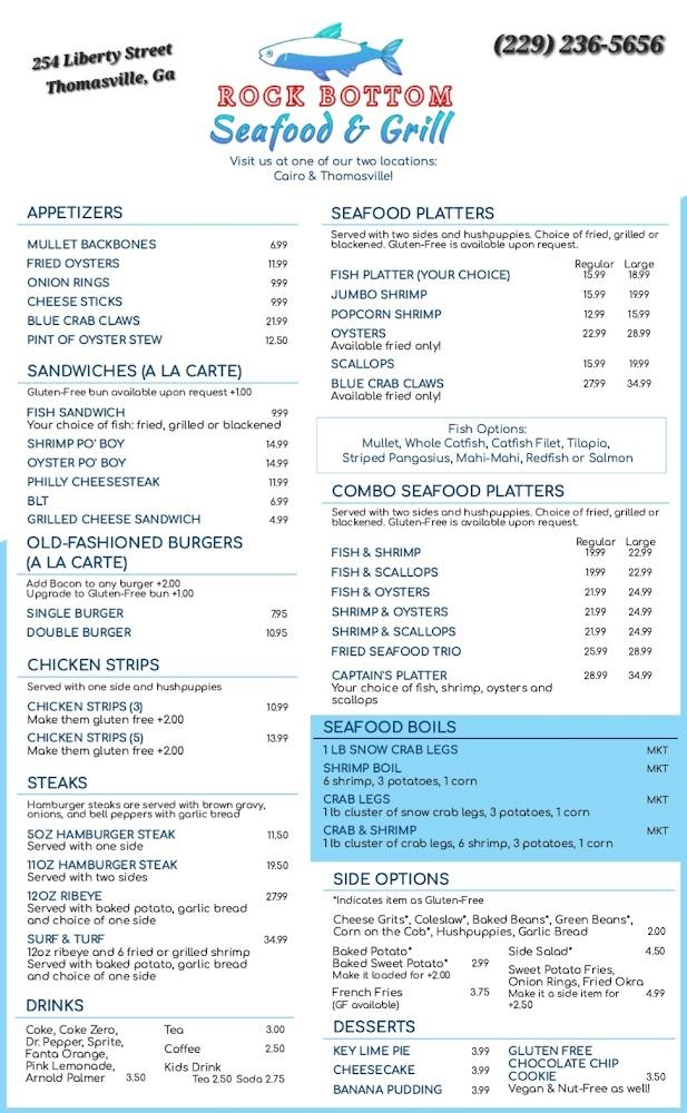 Rock Bottom Seafood & Grill Menu image 1