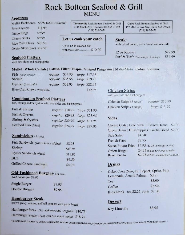 Rock Bottom Seafood & Grill Menu image 2