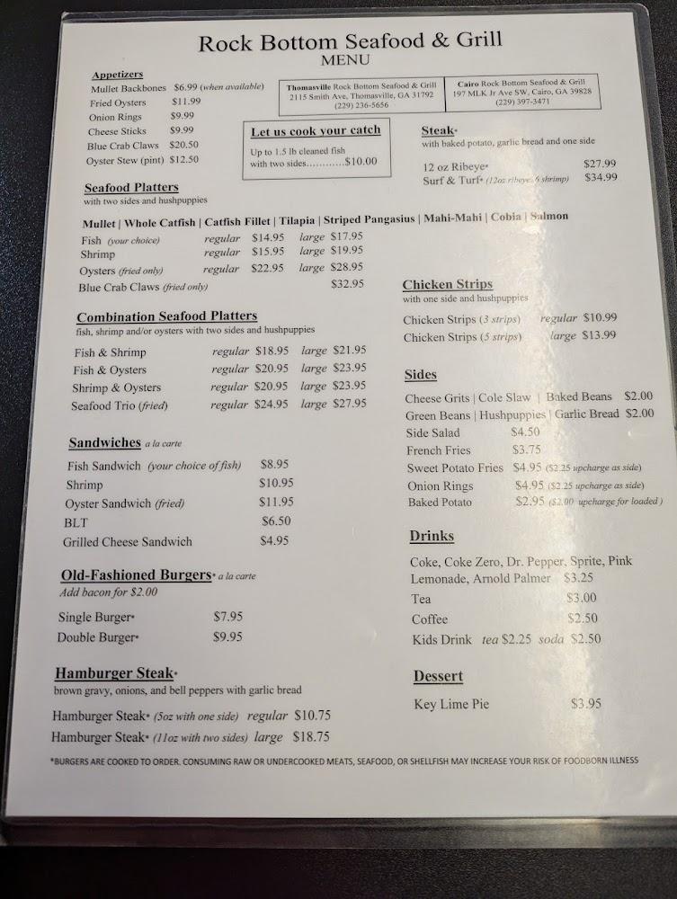 Rock Bottom Seafood & Grill Menu image 3