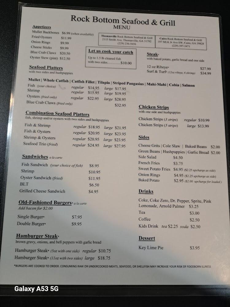 Rock Bottom Seafood & Grill Menu image 4